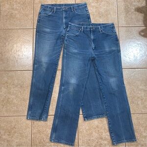 Wrangler Jeans Mens 36x34 Blue 936DEN Cowboy Cut Slim Fit Denim Wear lot of 2
